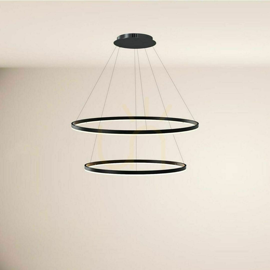 Show s.luce Ring LED 2-Light Centric Pendant Light Black Round Modern s.luce Ring LED 2-Light Centric Pendant Light Black Round Modern