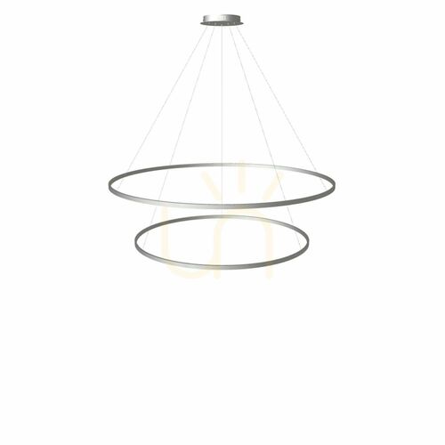 Check s.luce Ring LED pendant lamp, 2 rings, silver, Ø100/80 cm