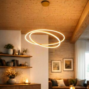 s.luce Ring LED pendant lamp, 2 rings, silver, Ø100/80 cm small 7