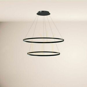 s.luce Ring LED pendant lamp, 2 rings, silver, Ø100/80 cm small 9