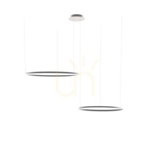 Check s.luce Ring LED Pendant Light 2-Light Silver 100 cm Dimmable