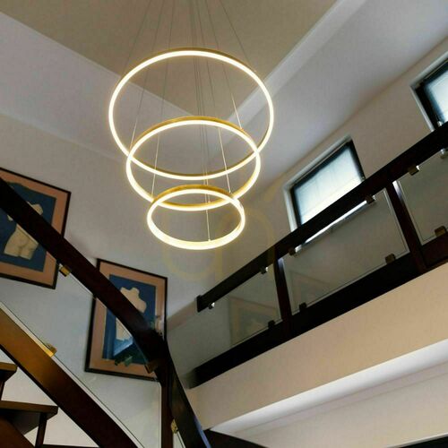 Check s.luce Ring LED 3-Light Golden Pendant Light 80/60/40 cm