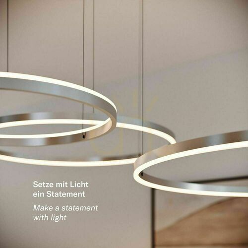 Check s.luce Ring LED Pendelleuchte 3-flammig Silber 150 cm rund dimmbar