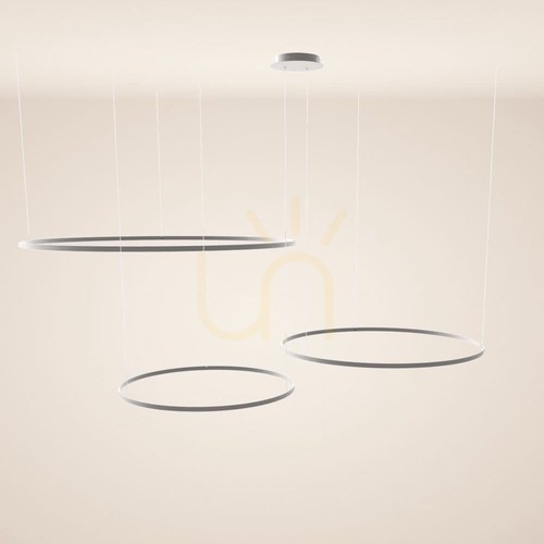 Check s.luce Ring LED Pendelleuchte 3-flammig Silber 150 cm rund dimmbar