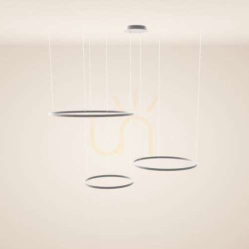 Check s.luce Ring LED 3-Light Chandelier Silver 100/80/60 cm Modern Minimalist