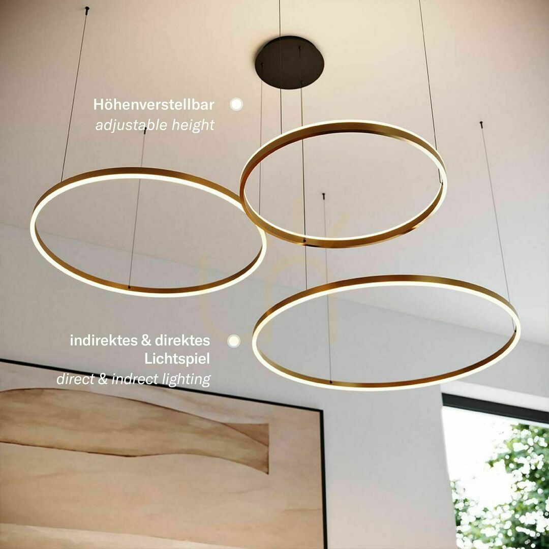 Display s.luce Ring LED 3-Light Chandelier Silver 100/80/60 cm Modern Minimalist s.luce Ring LED 3-Light Chandelier Silver 100/80/60 cm Modern Minimalist