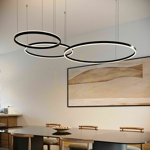 Check s.luce Ring LED 3-Light Silver Chandelier 80/60/40 cm Dimmable