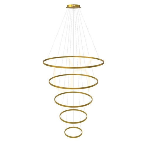 Check s.luce Ring LED Pendant Light 5 Rings Gold 120 cm Dimmable 3000K