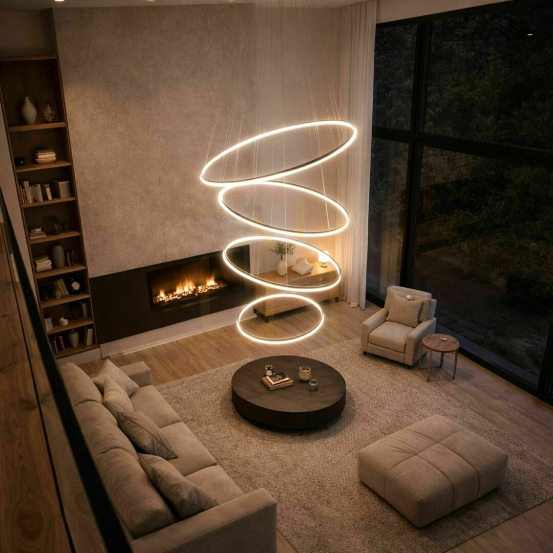 Display s.luce Ring LED Pendant Light 5-Light Silver 3000K Dimmable Round s.luce Ring LED Pendant Light 5-Light Silver 3000K Dimmable Round