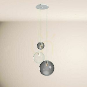 s.luce Orb Modular 3-light pendant, smoked and clear glass, white canopy small 15