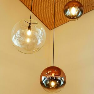 s.luce Orb 3-light copper glass chandelier small 6