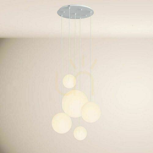 Check s.luce Orb 5-arm Glass Chandelier White Modern Living Room