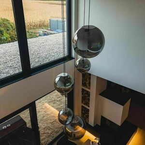 s.luce Orb Modular 5-light pendant E27, gold-gradient and smoked glass globes, black canopy small 2