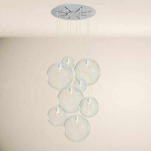 Check s.luce Orb 8-arm White Glass Metal Modern Chandelier
