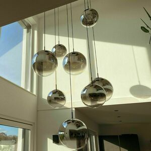 s.luce Orb Modular 8-Light Chandelier, Clear Glass, Black small 3