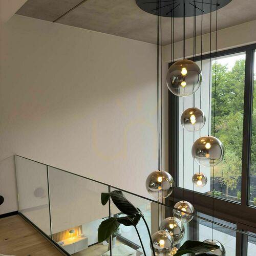 Check s.luce Orb 8-Light Golden Glass Metal Chandelier