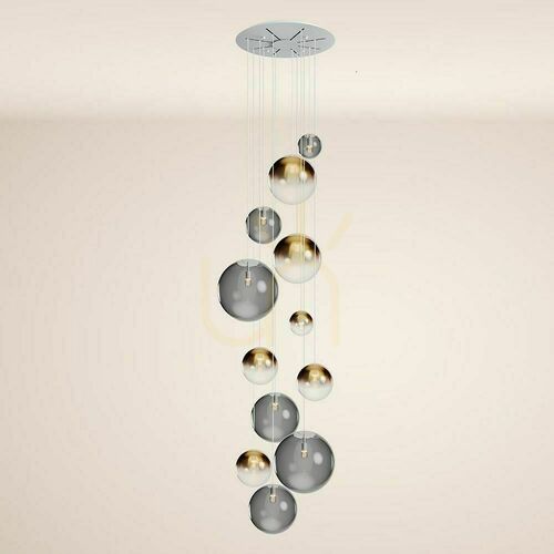 Check s.luce Orb 12-Light Golden Glass Metal Chandeliers