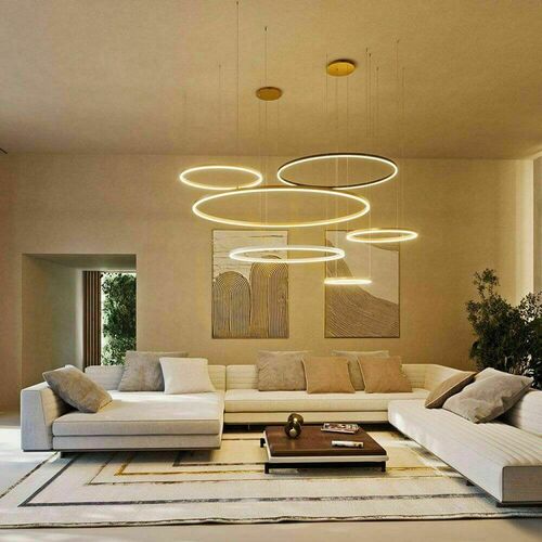 Check s.luce Ring 5-Light Eccentric LED Pendant Light White Ø 120/100/80/60/40 cm