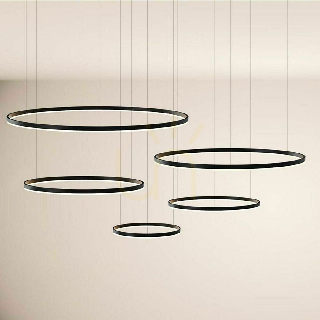 View s.luce Ring LED 5-Light Black Round Pendant Chandelier s.luce Ring LED 5-Light Black Round Pendant Chandelier