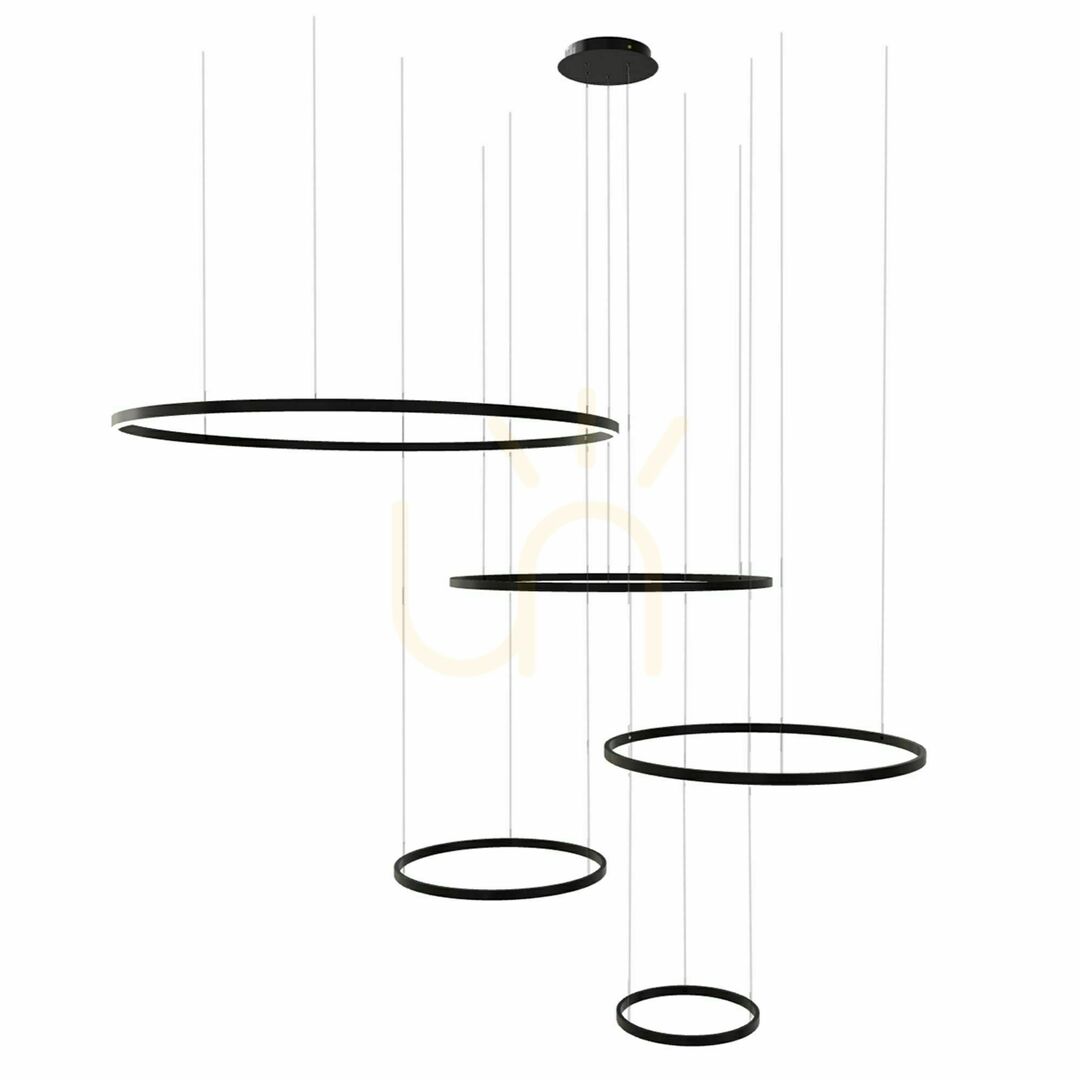 View s.luce Ring LED 5-Light Black Round Pendant Chandelier s.luce Ring LED 5-Light Black Round Pendant Chandelier