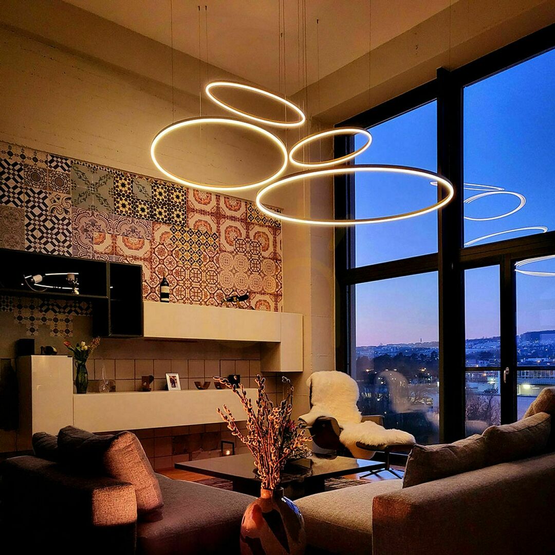 Preview s.luce Ring LED 5-Light Black Round Pendant Chandelier s.luce Ring LED 5-Light Black Round Pendant Chandelier