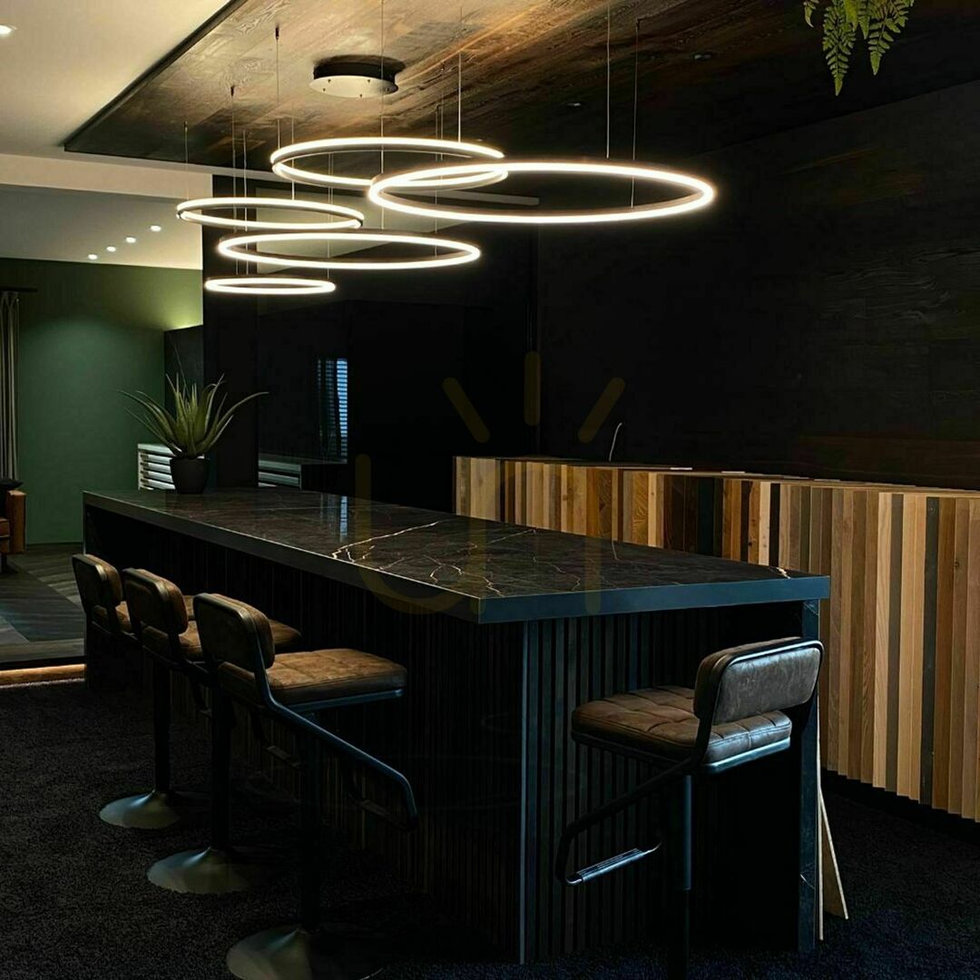 Show s.luce Ring LED 5-Light Black Round Pendant Chandelier s.luce Ring LED 5-Light Black Round Pendant Chandelier