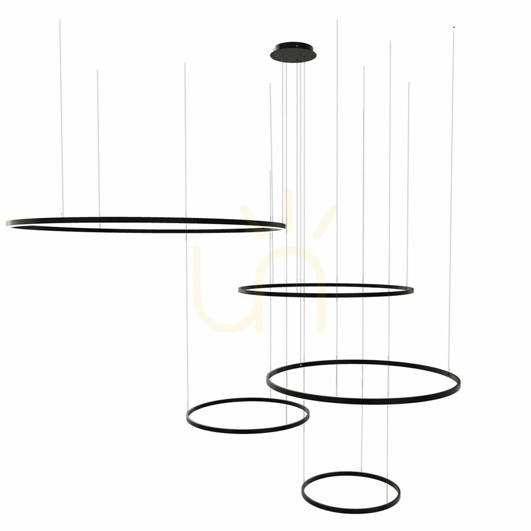 View s.luce Ring LED 5-Light Black Round Pendant Chandelier s.luce Ring LED 5-Light Black Round Pendant Chandelier