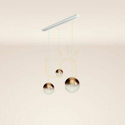 Check s.luce Orb 3-Light Copper Glass Pendant Chandelier for Dining Room, Ø 20/30/40 cm