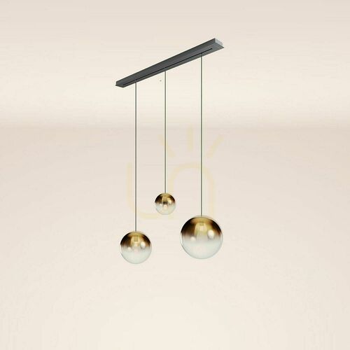 Check s.luce Orb 3-Light Chandelier, Gold-Gradient Glass, Black 120 cm Canopy
