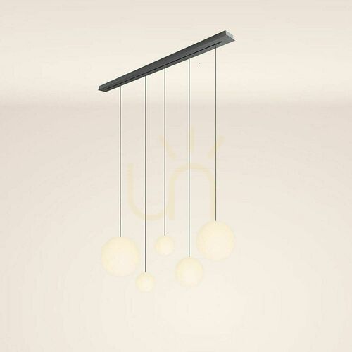 Check s.luce Orb 5-Light White Glass Pendant Light for Dining Room