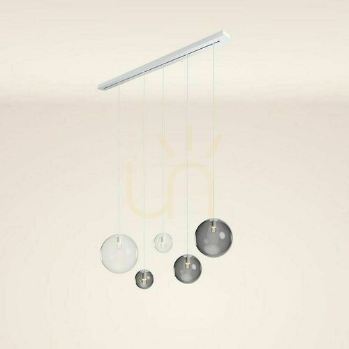 Check s.luce Orb 5-Light Smoky Glass Pendant Light for Dining Table