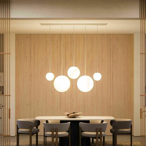 Check s.luce Orb Smoky Glass 5-Light Pendant Light for Dining Table