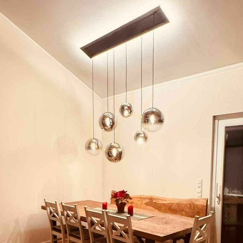 Check s.luce Orb Smoky Glass 5-Light Pendant Chandelier