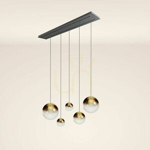 s.luce Orb 5-light two-row pendant light, 160 cm, clear glass, white suspension small 10