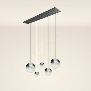 s.luce Orb 5-light two-row pendant light, 160 cm, clear glass, white suspension small 8