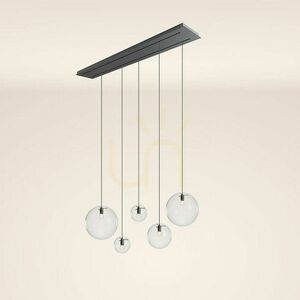 s.luce Orb 5-flammiger Glas-LED Kronleuchter rund, 2-reihig, 160 cm small 5