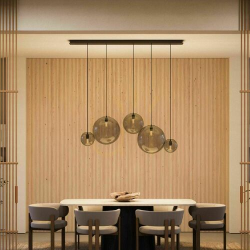 Check s.luce Orb 5-flammiger Glas-LED Kronleuchter rund, 2-reihig, 160 cm