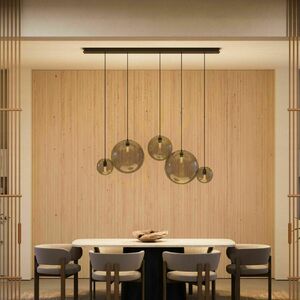 s.luce Orb 5-flammiger Glas-LED Kronleuchter rund, 2-reihig, 160 cm small 0