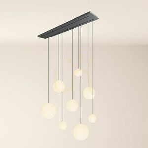 s.luce Orb 8-flammige Pendelleuchte Weiß Glas Metall 160 cm 2-reihig small 8