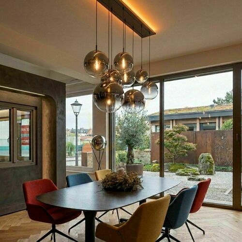 Check s.luce Orb 8-flammiger Glas-Hängeleuchter 160 cm 2-reihig