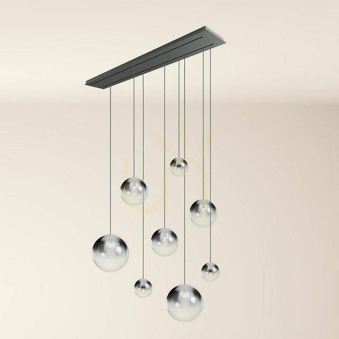 Check s.luce Orb 8-flammiger Smoky Glas-LED-Chandelier, 2-reihig, 160 cm s.luce Orb 8-flammiger Smoky Glas-LED-Chandelier, 2-reihig, 160 cm