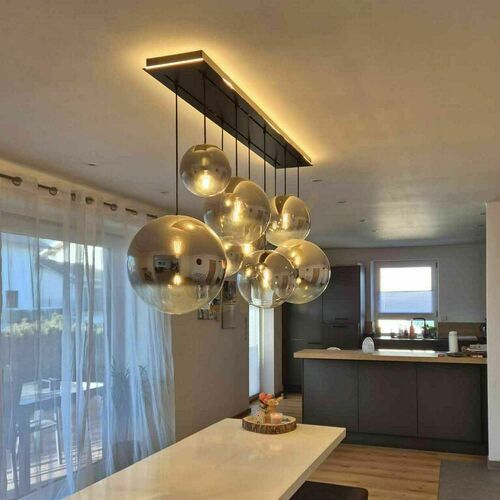 Check s.luce Orb 8-flammiger Gold Glas Metall Kronleuchter 160 cm 2-reihig