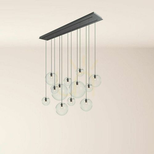 Check s.luce Orb 12-Light Glass Metal Dining Room Chandelier, 160 cm, 2 Rows