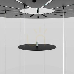 s.luce Modular Round Black Metal Ceiling Canopy 16-Light 60 cm small 12