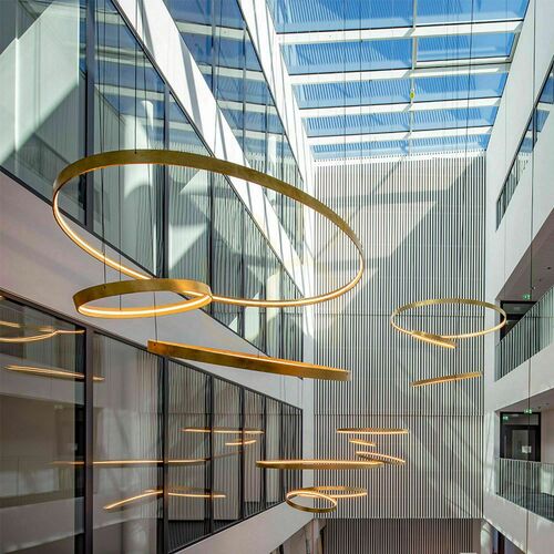Check s.luce Ring LED Kronleuchter Gold Ø 100 cm dimmbar 3000 K 4396 lm