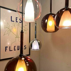 s.luce Belluna Brown Glass Metal Round Pendant Light 24 cm E27 small 12