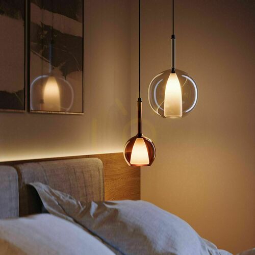 Check s.luce Belluna Brown Glass Metal Round Pendant Light 24 cm E27