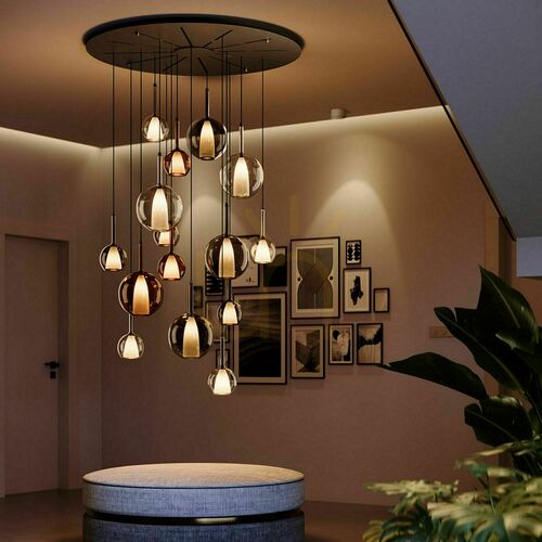Check s.luce Belluna Brown Glass Metal Pendant Light E14 Dimmable 14 cm