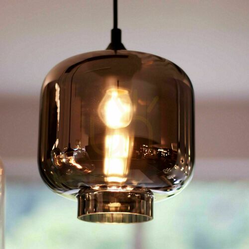 Check s.luce Velo Glass Pendant Light Brown 20 cm Cylindrical E27