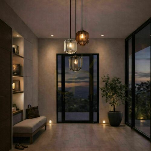 Check s.luce Velo Brown Glass Metal Pendant Light 25 cm Cylindrical Modern E27